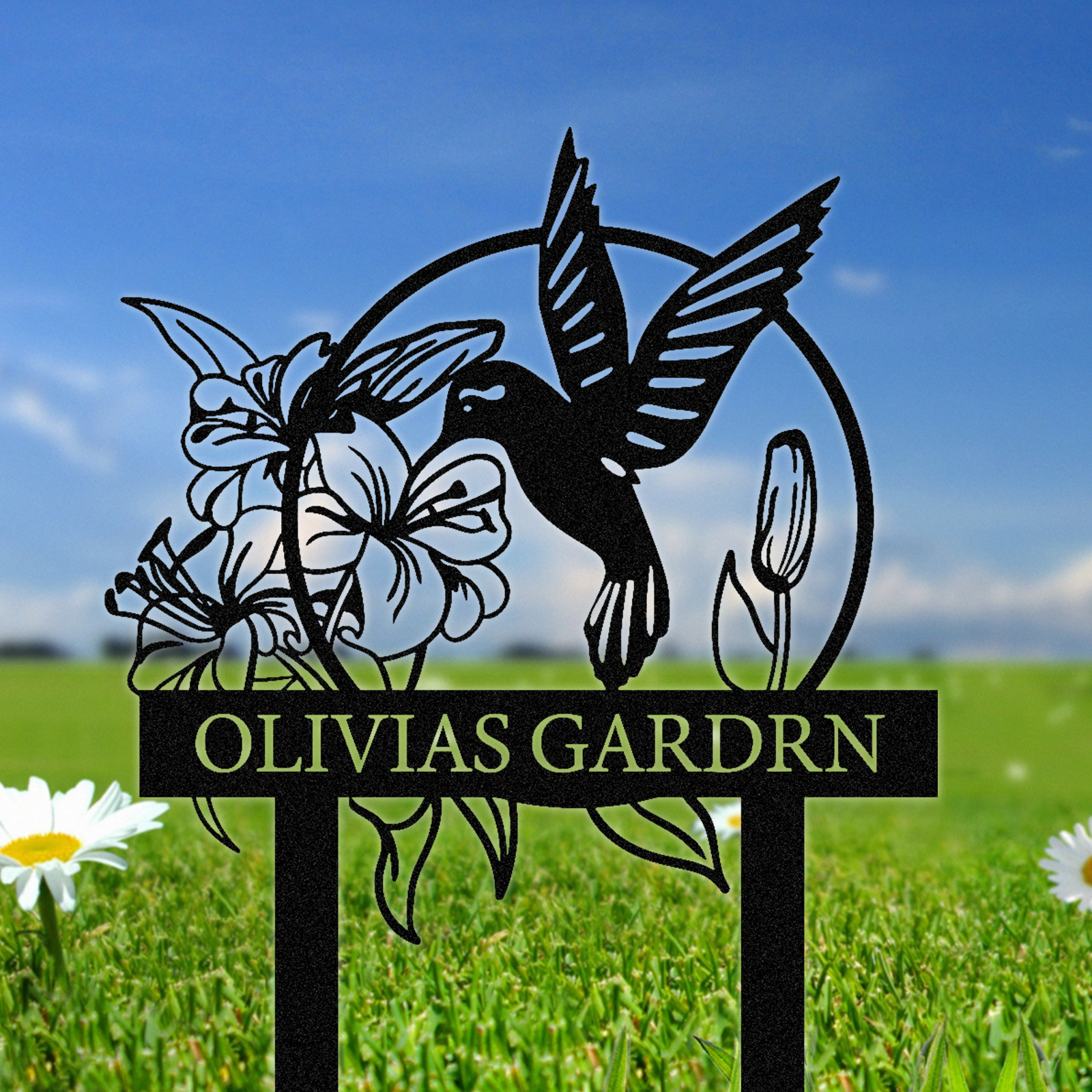 Personalized Metal Signs, Hummingbird Wall Art, Custom Family Name Sign, Outdoor Wall Decor, Metal Yard Art, Outdoor Decorations for Yard, Fence Decor, Housewarming Gifts Color10