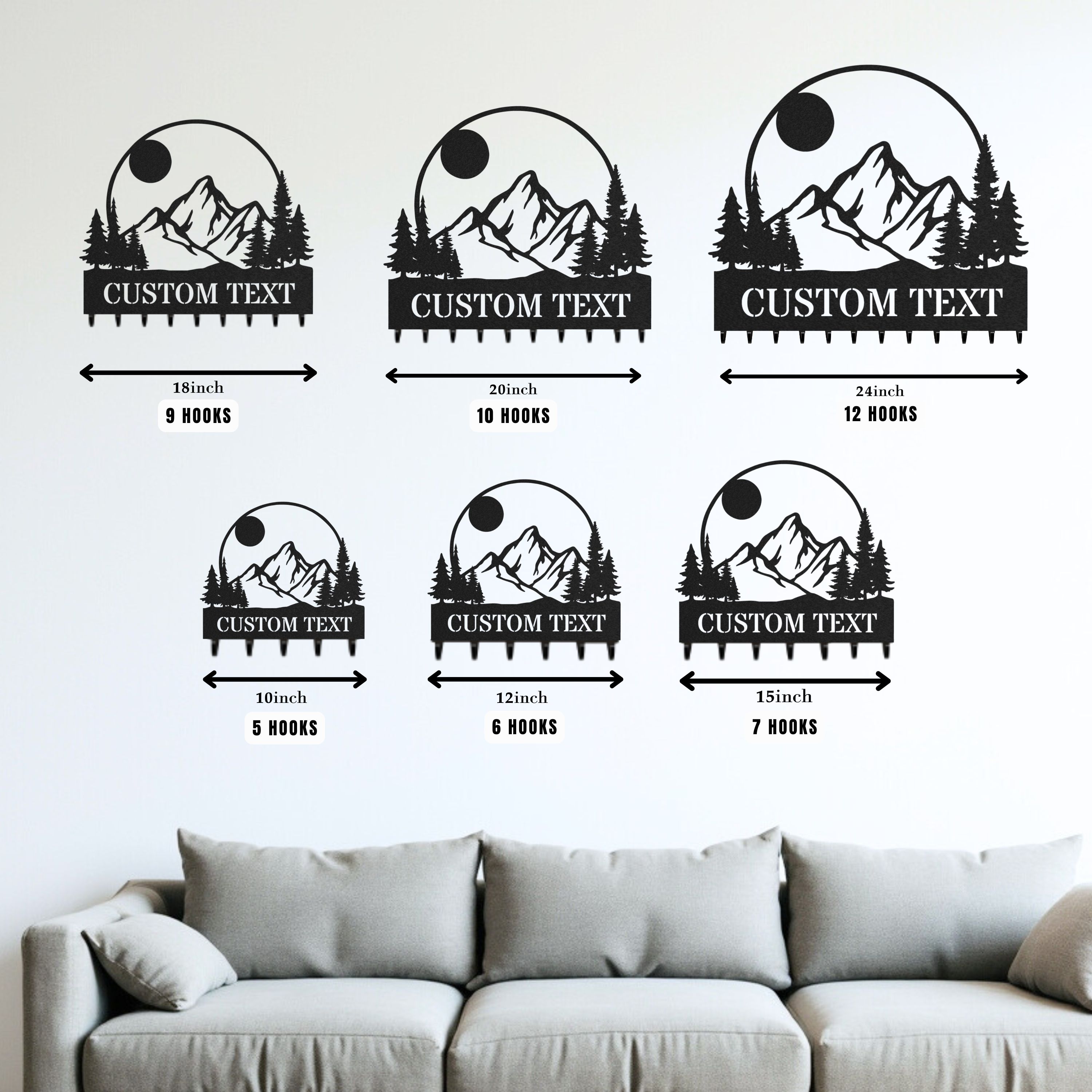 Personalized Key Holder for Wall, Custom Metal Forest Camp Cabin Key Hooks with Name, Metal Jacket Holder Hooks Organizer Rack, Coat Hanger Decor for Kitchen, Entryway, Hallway, Office, Doorway