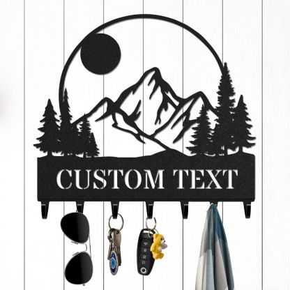 Personalized Key Holder for Wall, Custom Metal Forest Camp Cabin Key Hooks with Name, Metal Jacket Holder Hooks Organizer Rack, Coat Hanger Decor for Kitchen, Entryway, Hallway, Office, Doorway