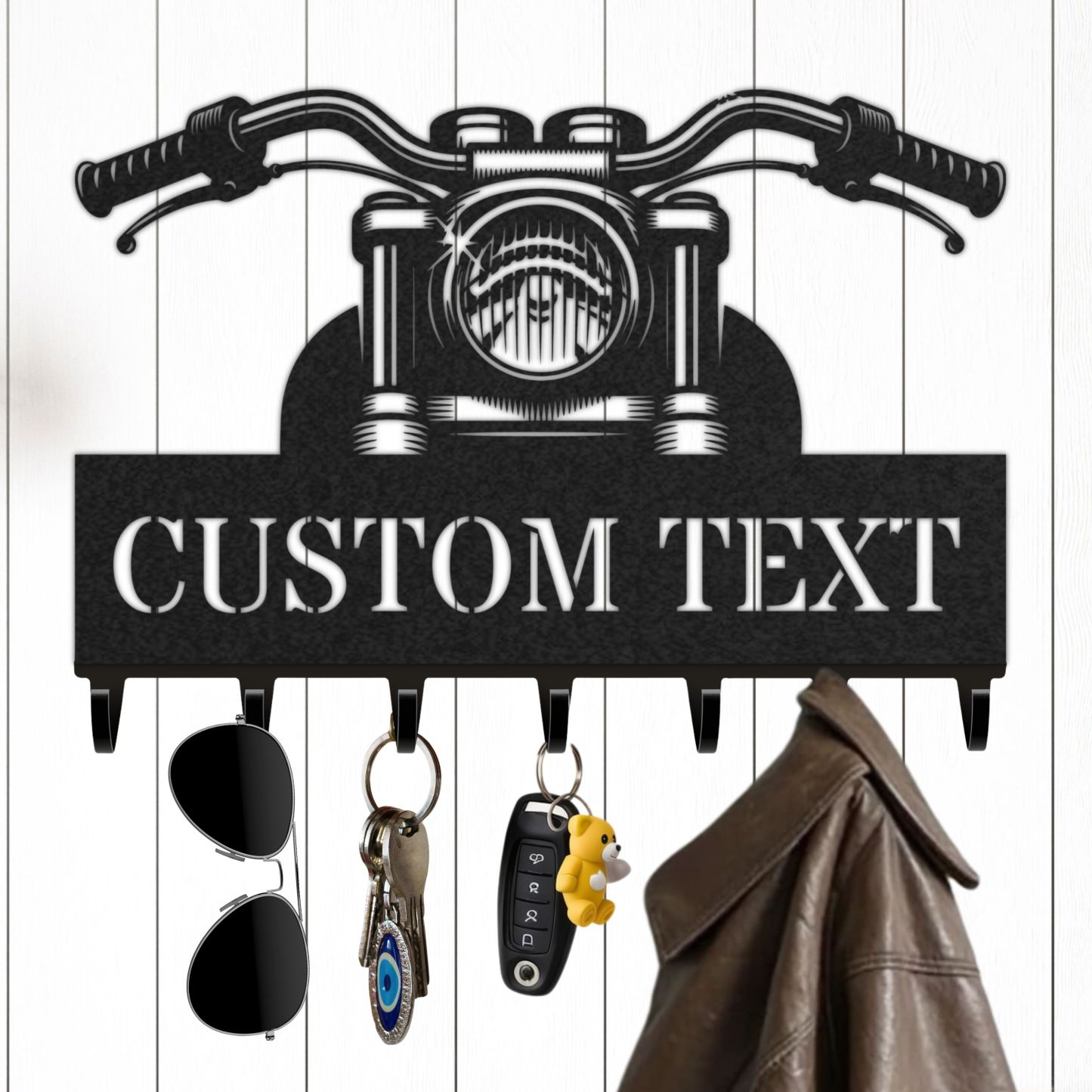 Personalized Key Holder for Wall, Custom Metal Forest Camp Cabin Key Hooks with Name, Metal Jacket Holder Hooks Organizer Rack, Coat Hanger Decor for Kitchen, Entryway, Hallway, Office, Doorway