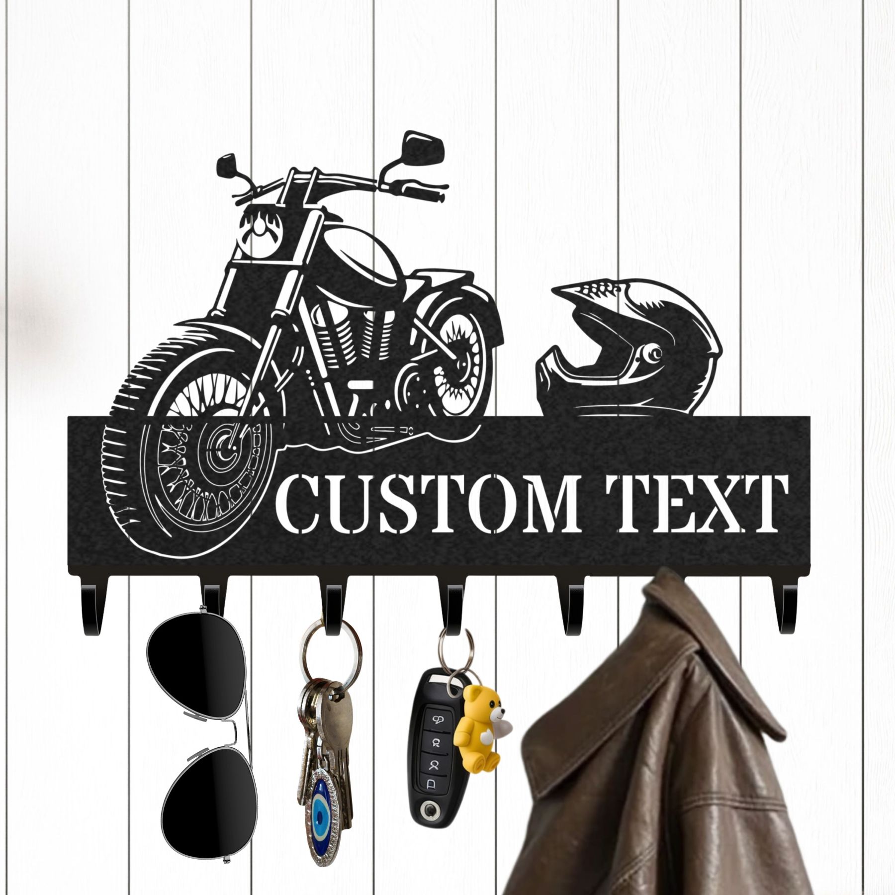 Personalized Key Holder for Wall, Custom Metal Forest Camp Cabin Key Hooks with Name, Metal Jacket Holder Hooks Organizer Rack, Coat Hanger Decor for Kitchen, Entryway, Hallway, Office, Doorway