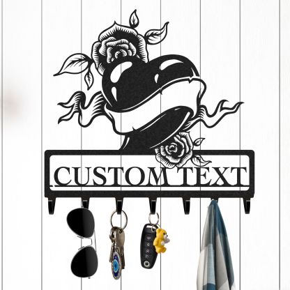 Personalized Key Holder for Wall, Custom Metal Forest Camp Cabin Key Hooks with Name, Metal Jacket Holder Hooks Organizer Rack, Coat Hanger Decor for Kitchen, Entryway, Hallway, Office, Doorway