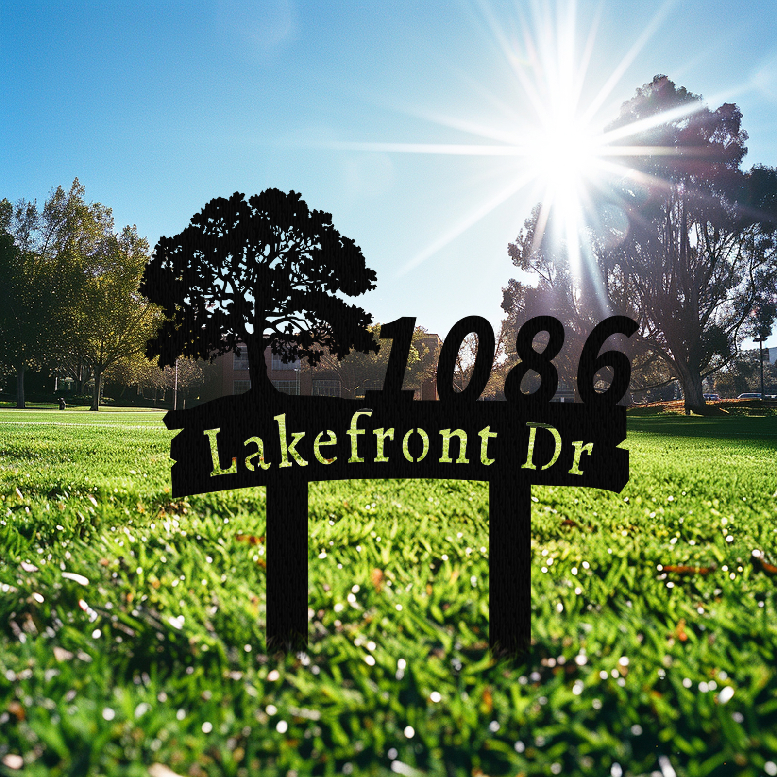 Personalized Metal Address Sign with Stakes, Address Signs for Houses, Yard Signs Customized, Garden Decor, Modern House Numbers for Outside Lawn, Housewarming Gift Color11