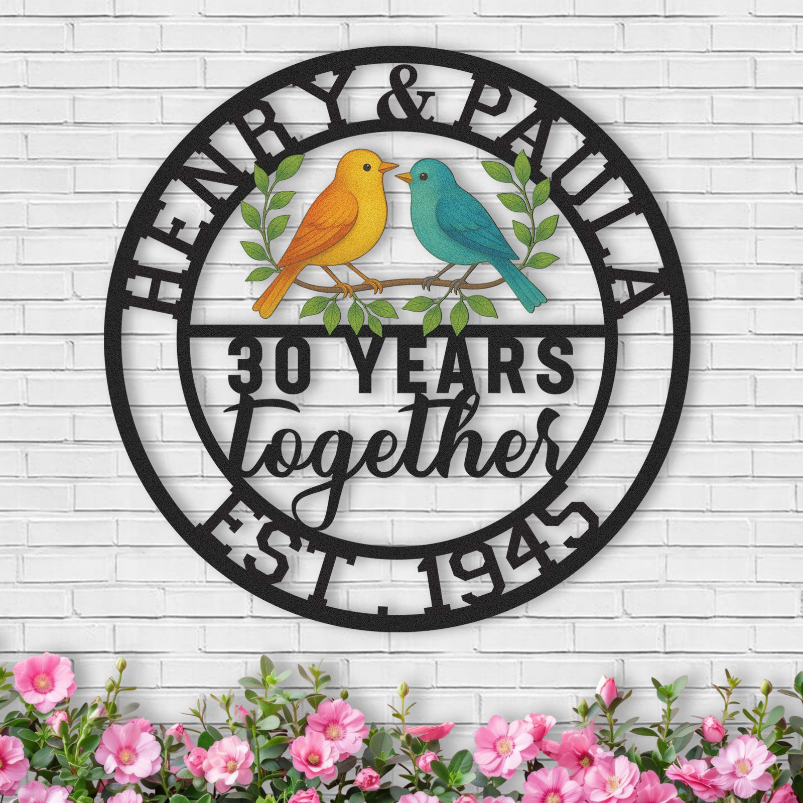 Personalized Anniversary Wedding Gifts for Couples 2025, Custom 25th 30th 40th 50th 60th Anniversary Metal Name Sign, Colorful Metal Wall Art, Wedding Gifts for Couples Parent Newlyweds Color07