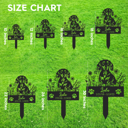 Custom Dachshund Memorial Garden Stake, Personalized Metal Dog Grave Marker with Name and Date