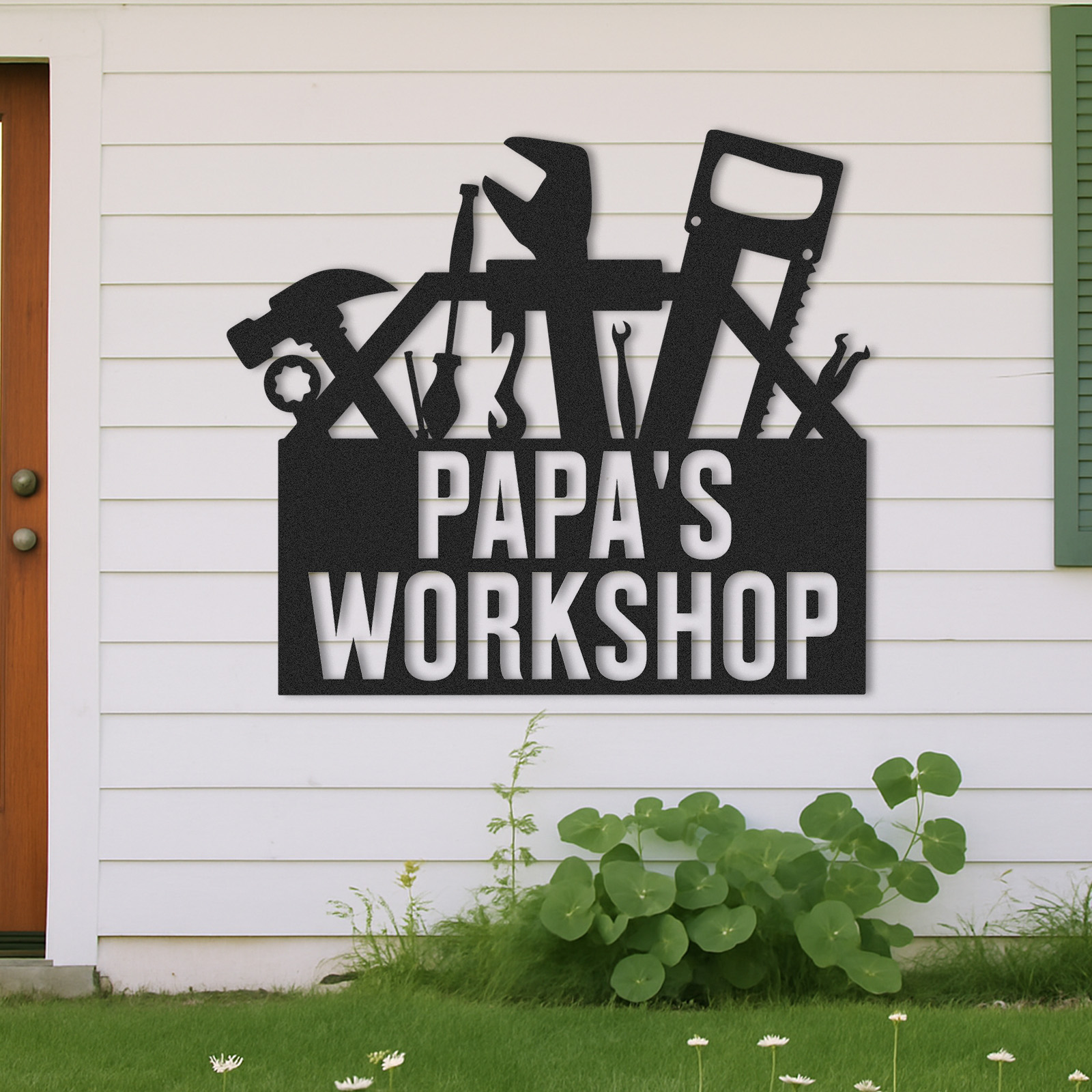 Papa's Workshop Tool Box Sign, Personalized Garage Metal Sign, Custom Workshop Decor for Dad, Father's Day Gift