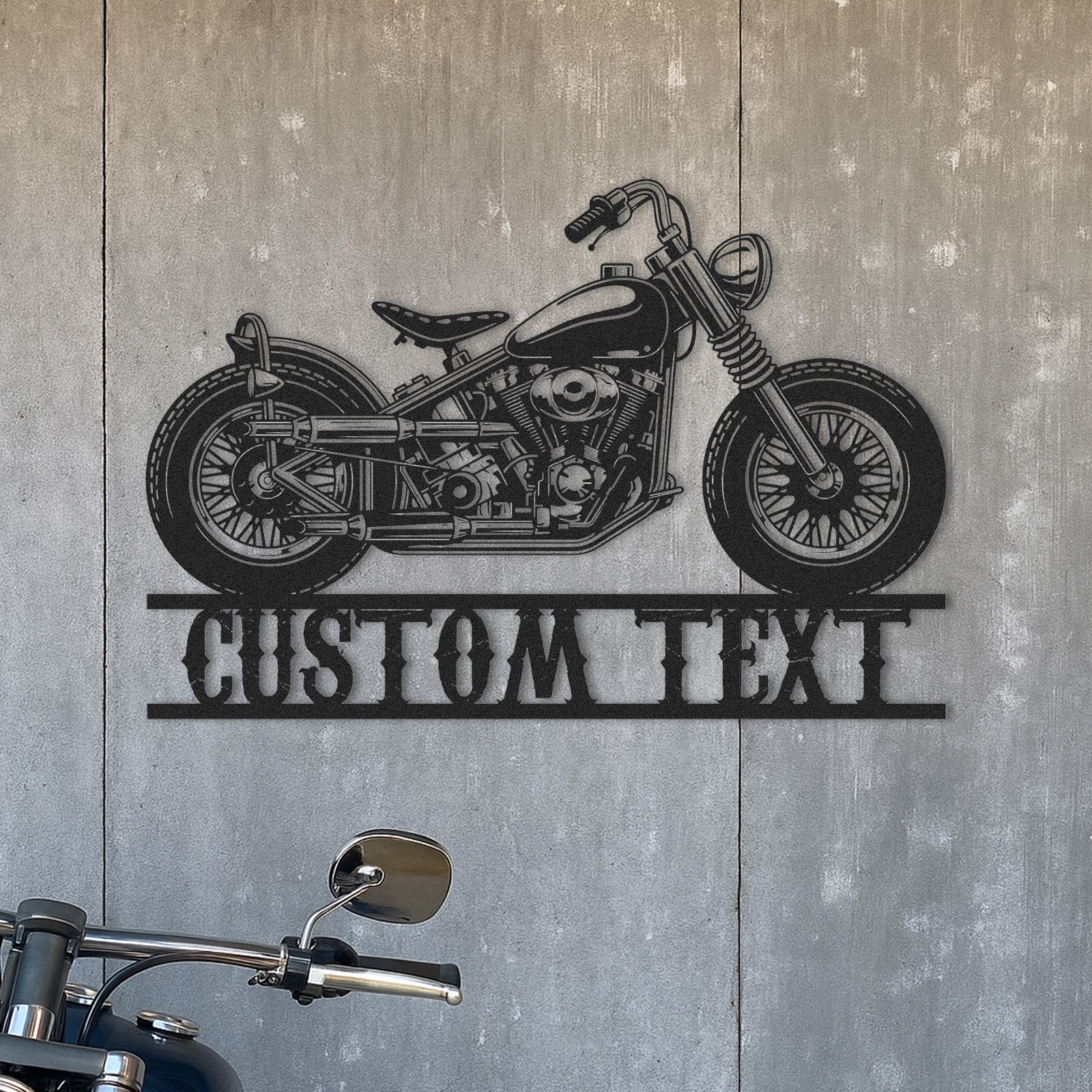 Custom Chopper Motorcycle Metal Wall Art Sign, Personalized Garage Decor, Retro Motorbike Name Plate, Gift for Bikers, Man Cave, Shop or Bar Decor