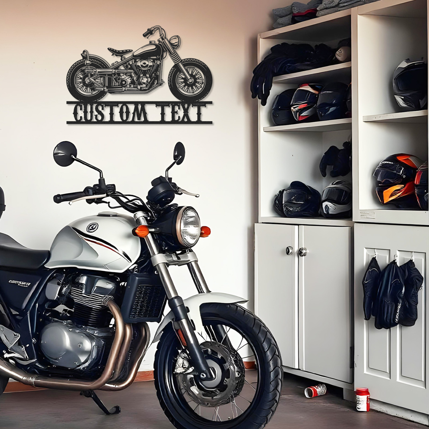 Custom Chopper Motorcycle Metal Wall Art Sign, Personalized Garage Decor, Retro Motorbike Name Plate, Gift for Bikers, Man Cave, Shop or Bar Decor