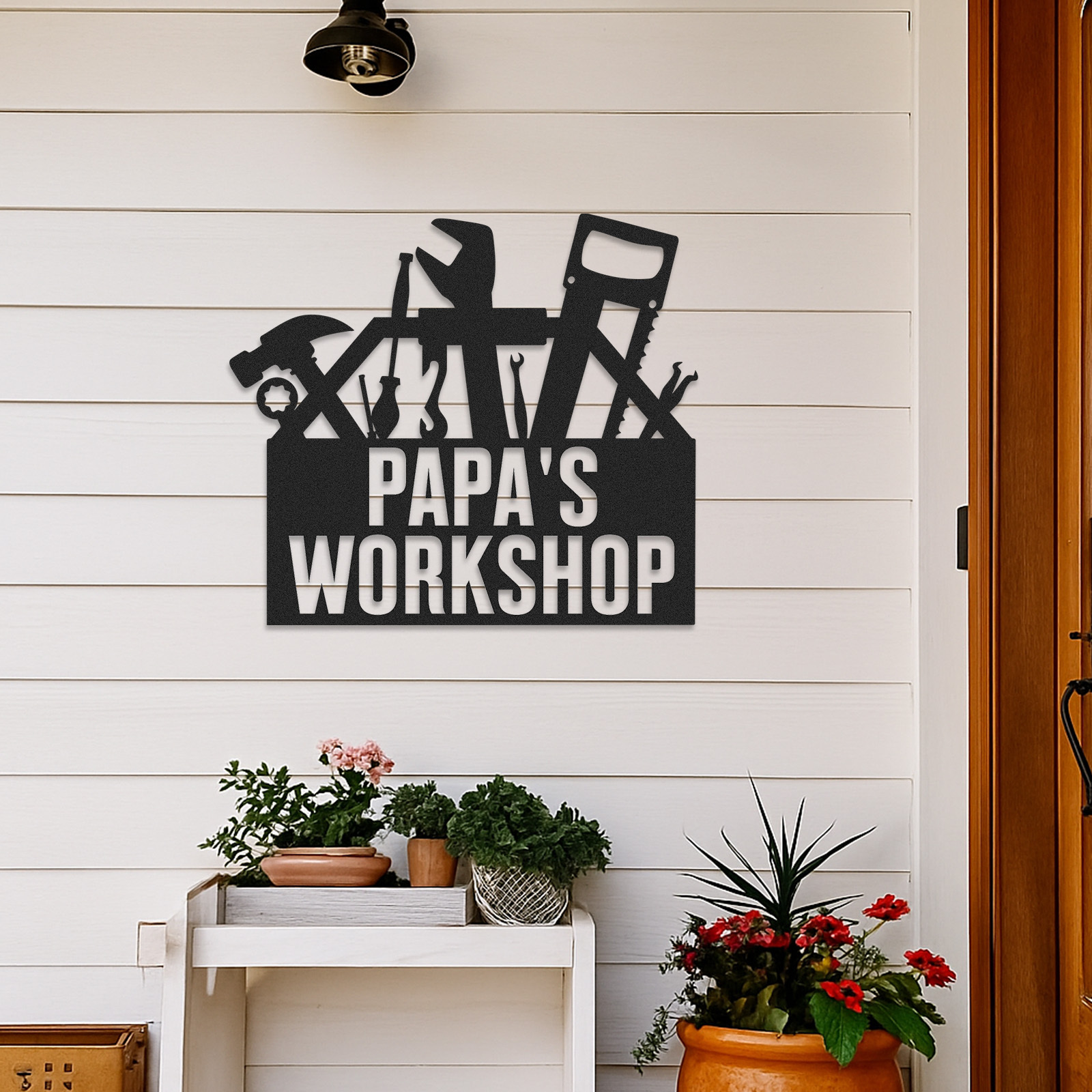 Papa's Workshop Tool Box Sign, Personalized Garage Metal Sign, Custom Workshop Decor for Dad, Father's Day Gift