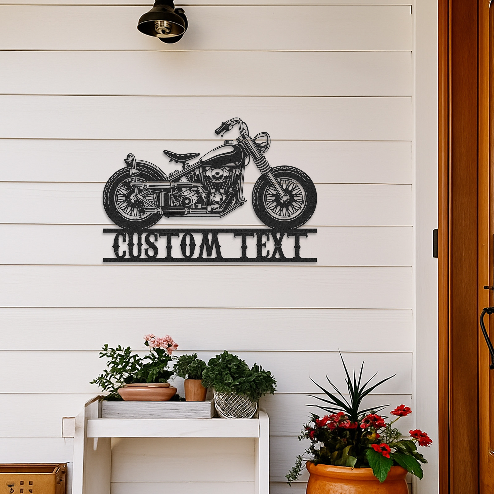 Custom Chopper Motorcycle Metal Wall Art Sign, Personalized Garage Decor, Retro Motorbike Name Plate, Gift for Bikers, Man Cave, Shop or Bar Decor