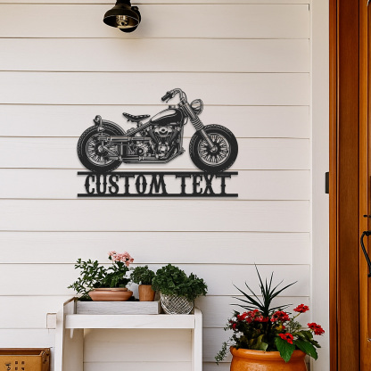 Custom Chopper Motorcycle Metal Wall Art Sign, Personalized Garage Decor, Retro Motorbike Name Plate, Gift for Bikers, Man Cave, Shop or Bar Decor