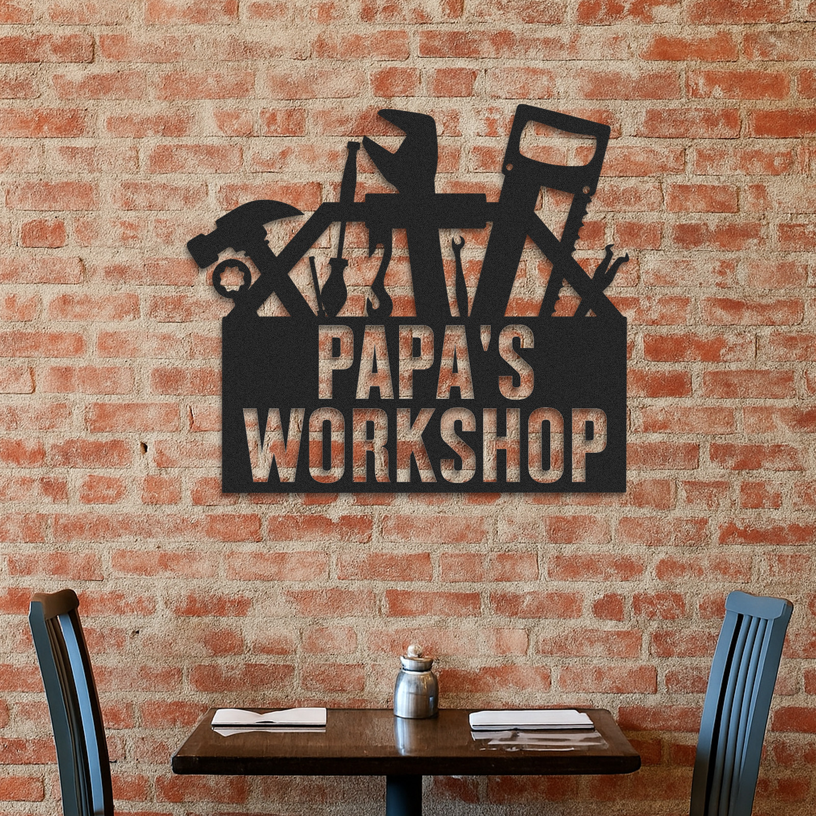 Papa's Workshop Tool Box Sign, Personalized Garage Metal Sign, Custom Workshop Decor for Dad, Father's Day Gift