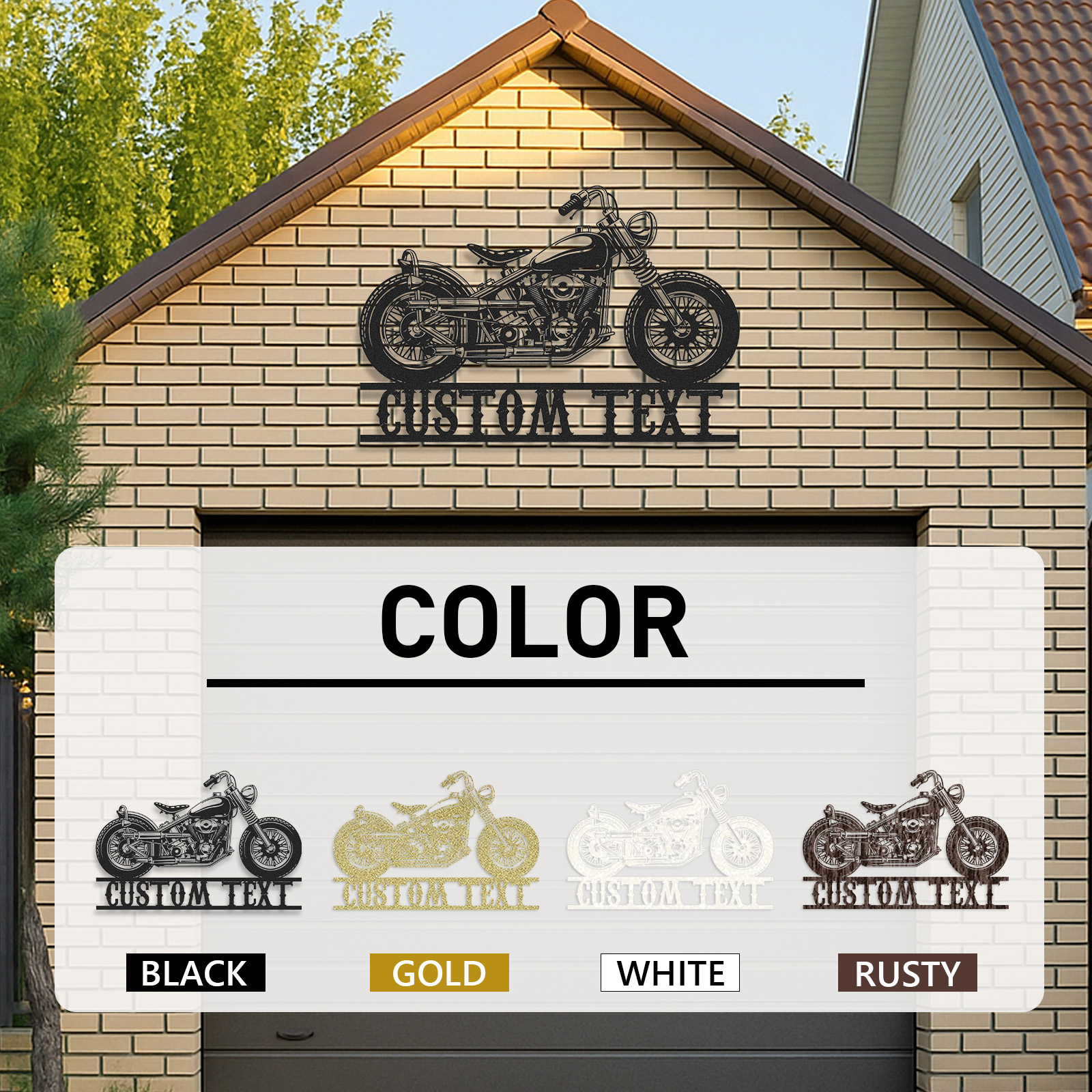 Custom Chopper Motorcycle Metal Wall Art Sign, Personalized Garage Decor, Retro Motorbike Name Plate, Gift for Bikers, Man Cave, Shop or Bar Decor