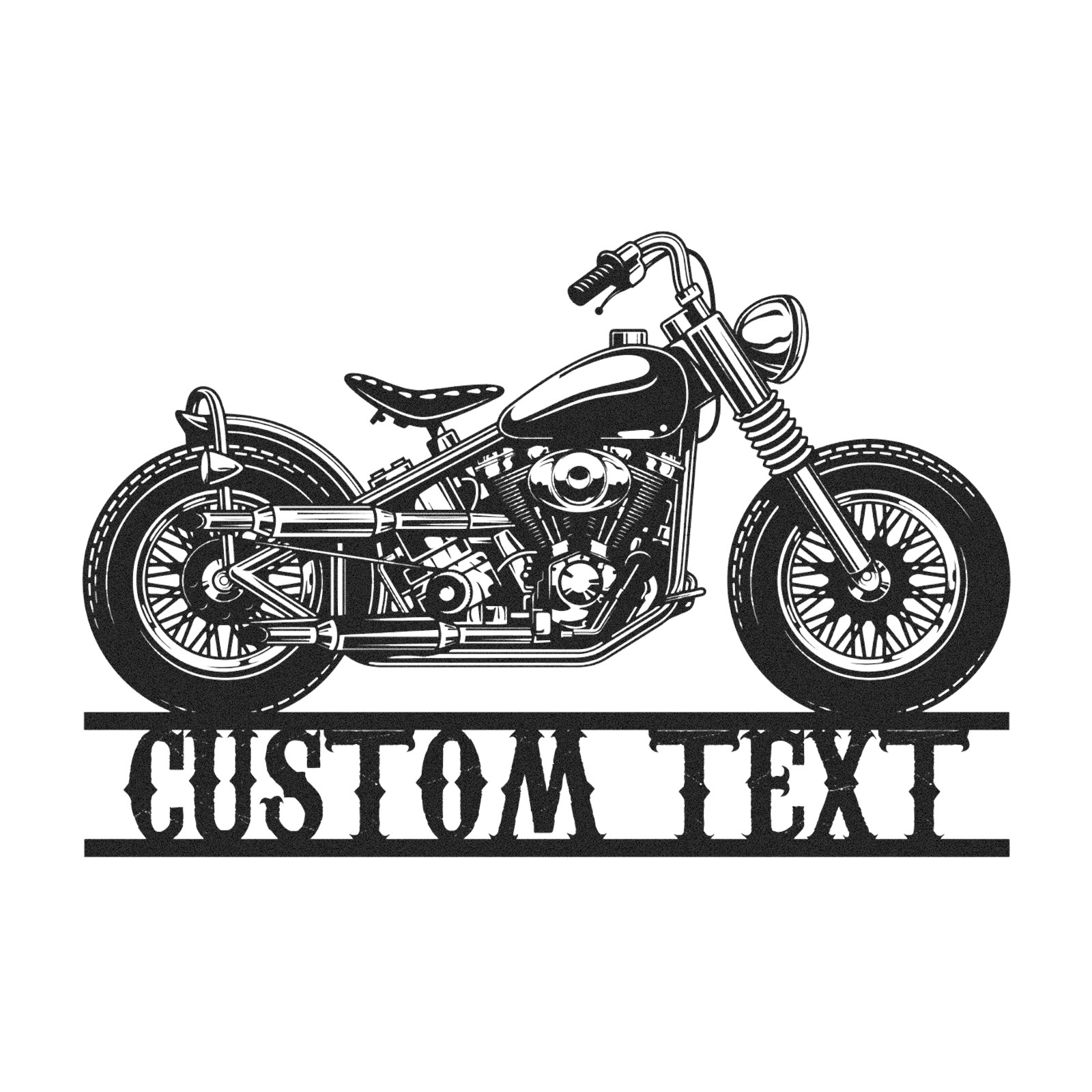 Custom Chopper Motorcycle Metal Wall Art Sign, Personalized Garage Decor, Retro Motorbike Name Plate, Gift for Bikers, Man Cave, Shop or Bar Decor