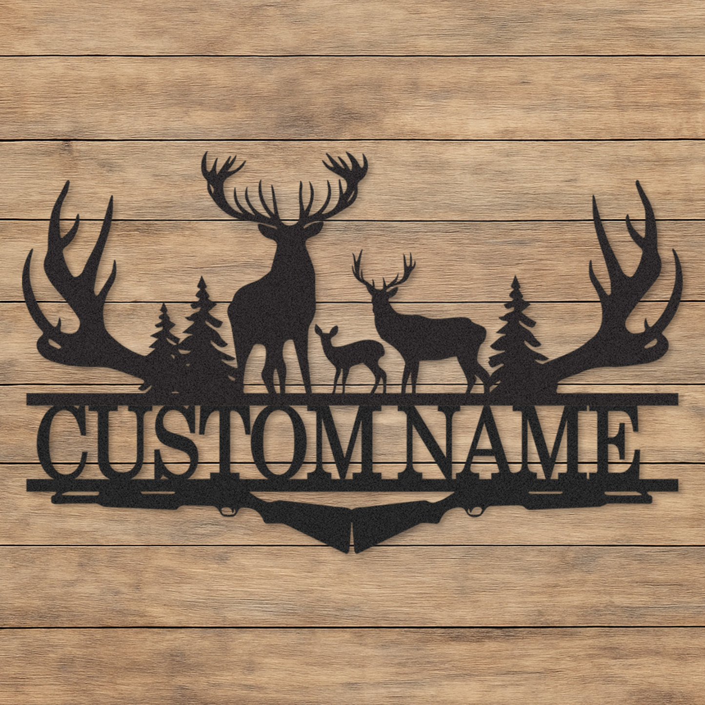 Custom Antler Deer Sign Metal Cabin Name Plaque for Hunters or Mountain Retreat Decor