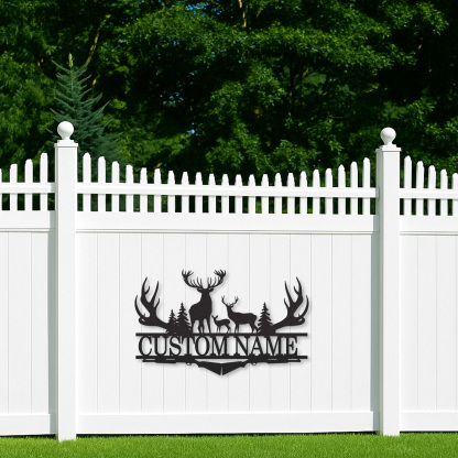 Custom Antler Deer Sign Metal Cabin Name Plaque for Hunters or Mountain Retreat Decor