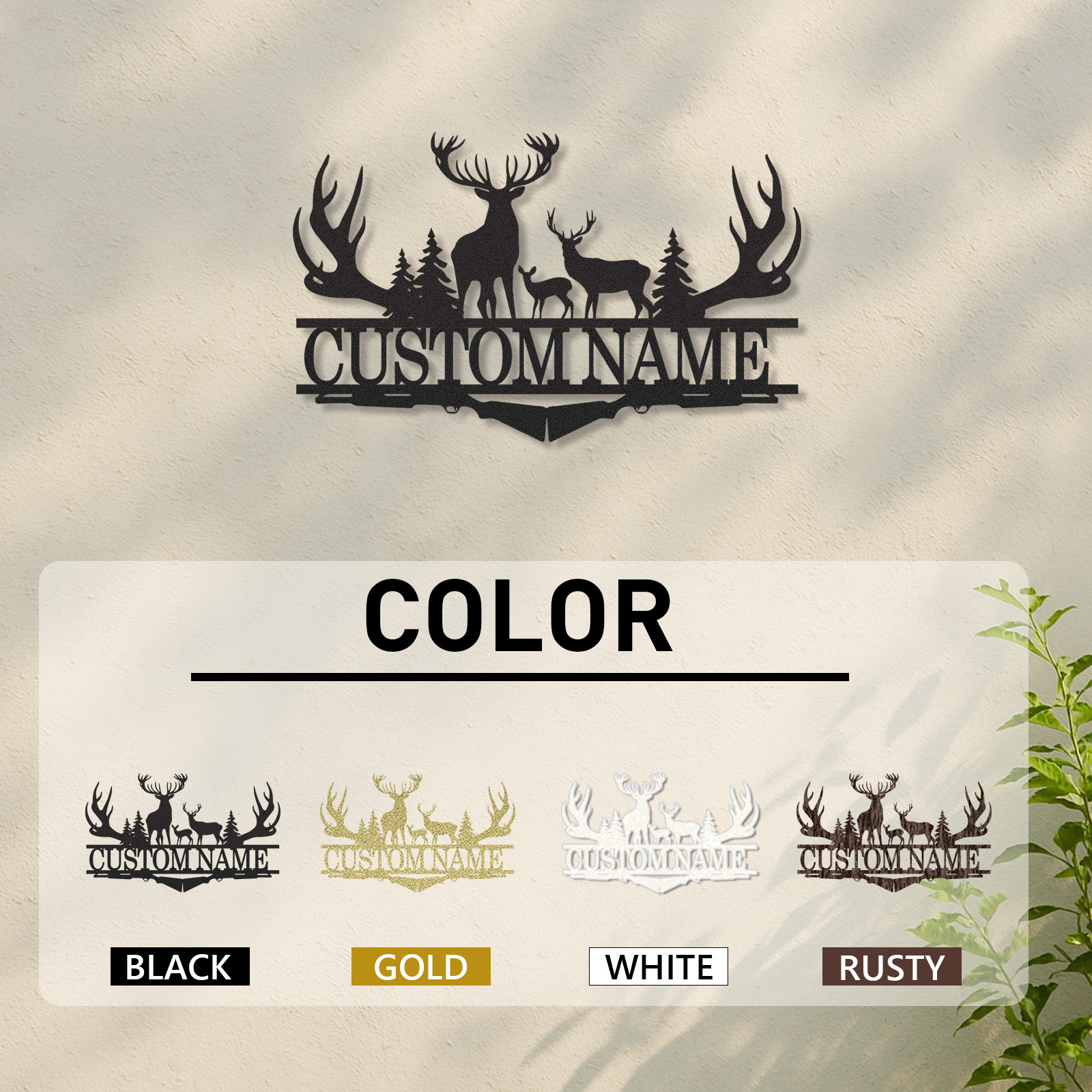 Custom Antler Deer Sign Metal Cabin Name Plaque for Hunters or Mountain Retreat Decor