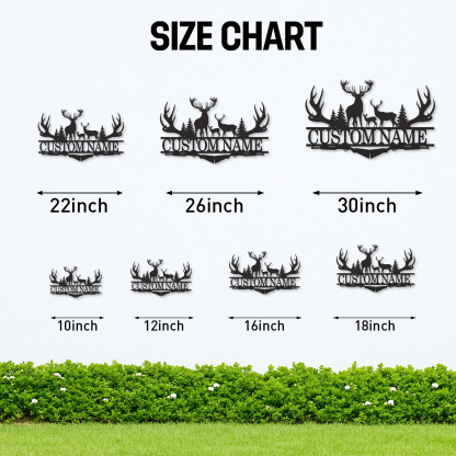 Custom Antler Deer Sign Metal Cabin Name Plaque for Hunters or Mountain Retreat Decor