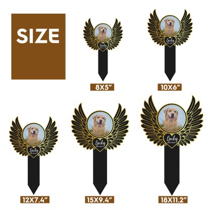 Custom Angel Wings Dog or Cat Memorial Stake, Personalized Garden Marker with Pet Photo and Name, Pet Loss Tribute Sign for Outdoor Remembrance