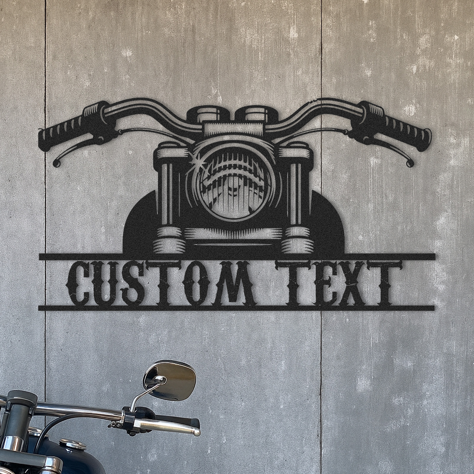 Custom Motorcycle Handlebar Garage Sign, Personalized Metal Wall Art for Biker, Custom Name Motorbike Decor for Workshop, Man Cave, or Father's Day Gift