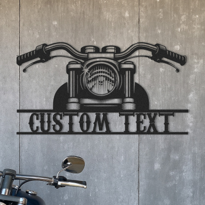 Custom Motorcycle Handlebar Garage Sign, Personalized Metal Wall Art for Biker, Custom Name Motorbike Decor for Workshop, Man Cave, or Father's Day Gift