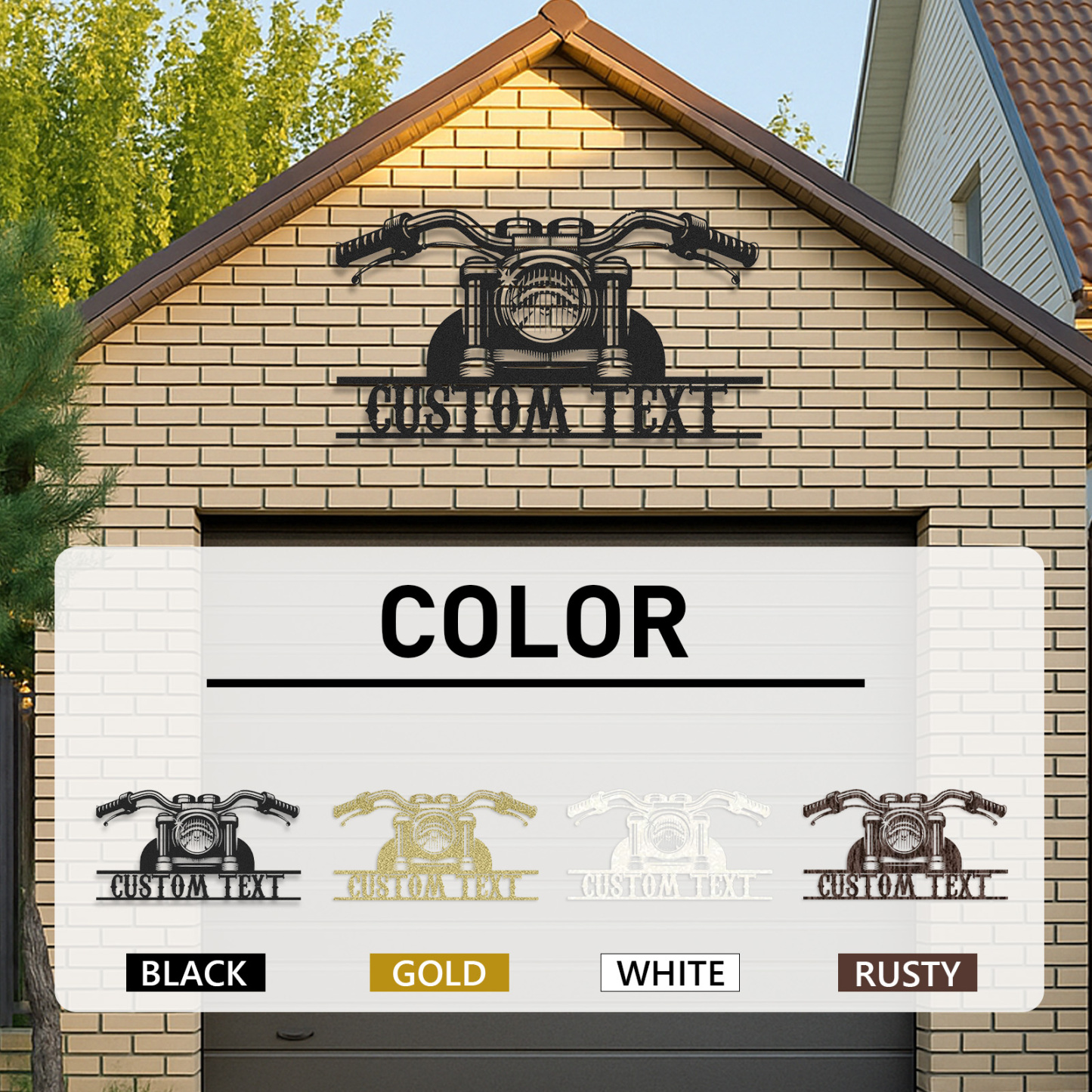 Custom Motorcycle Handlebar Garage Sign, Personalized Metal Wall Art for Biker, Custom Name Motorbike Decor for Workshop, Man Cave, or Father's Day Gift