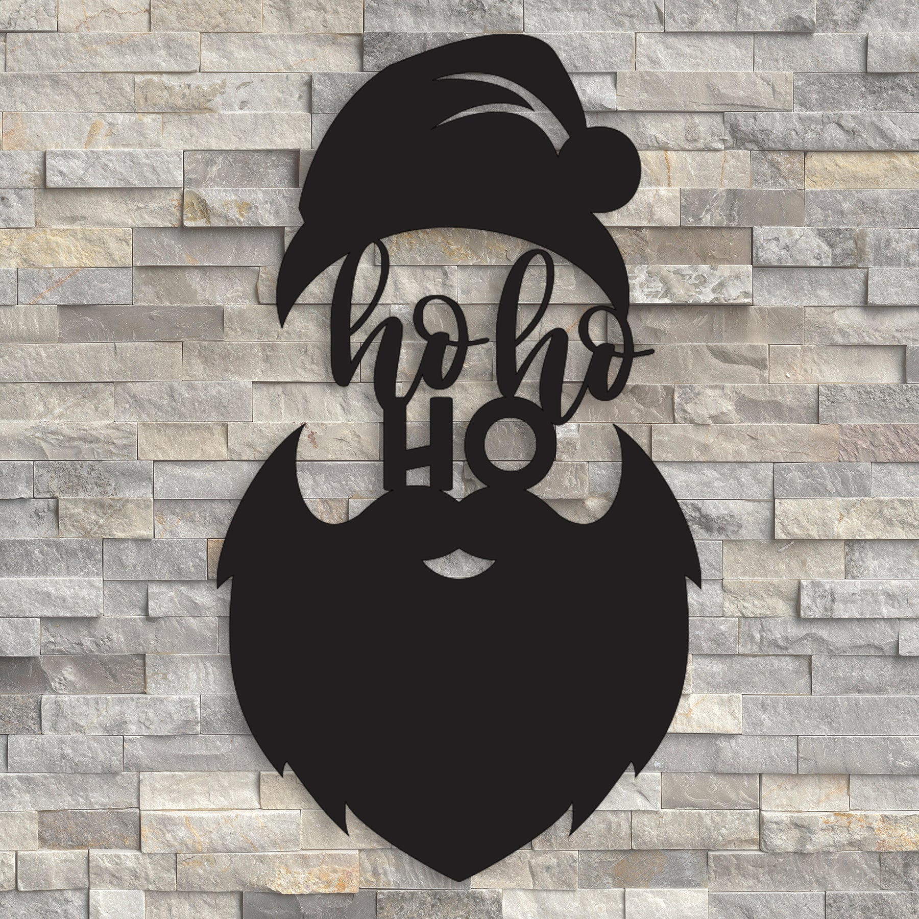 Ho Ho Ho Santa Beard Metal Wall Decor, Funny Christmas Santa Face Sign, Rustic Holiday Wall Art for Home and Outdoor Display