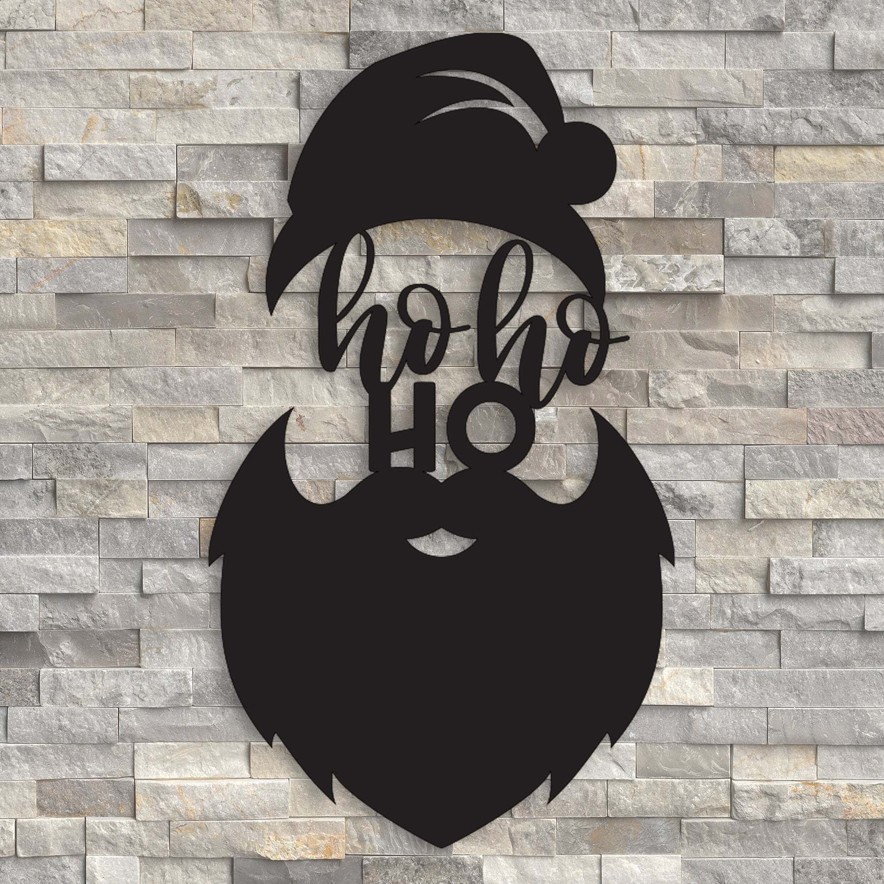 Ho Ho Ho Santa Beard Metal Wall Decor, Funny Christmas Santa Face Sign, Rustic Holiday Wall Art for Home and Outdoor Display