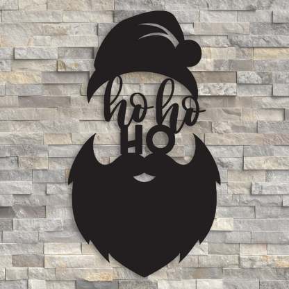 Ho Ho Ho Santa Beard Metal Wall Decor, Funny Christmas Santa Face Sign, Rustic Holiday Wall Art for Home and Outdoor Display