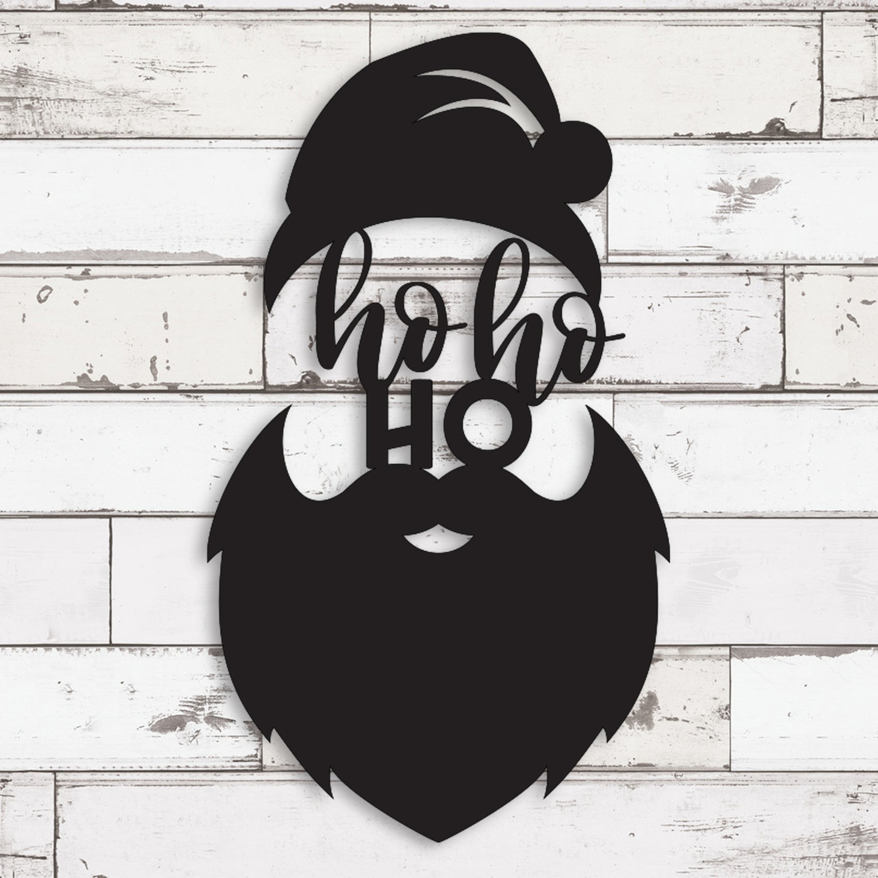 Ho Ho Ho Santa Beard Metal Wall Decor, Funny Christmas Santa Face Sign, Rustic Holiday Wall Art for Home and Outdoor Display