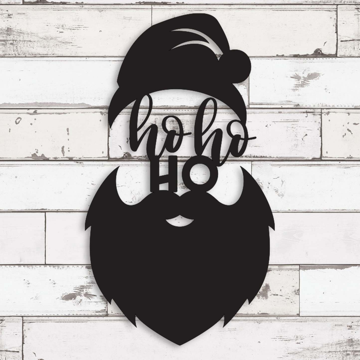 Ho Ho Ho Santa Beard Metal Wall Decor, Funny Christmas Santa Face Sign, Rustic Holiday Wall Art for Home and Outdoor Display
