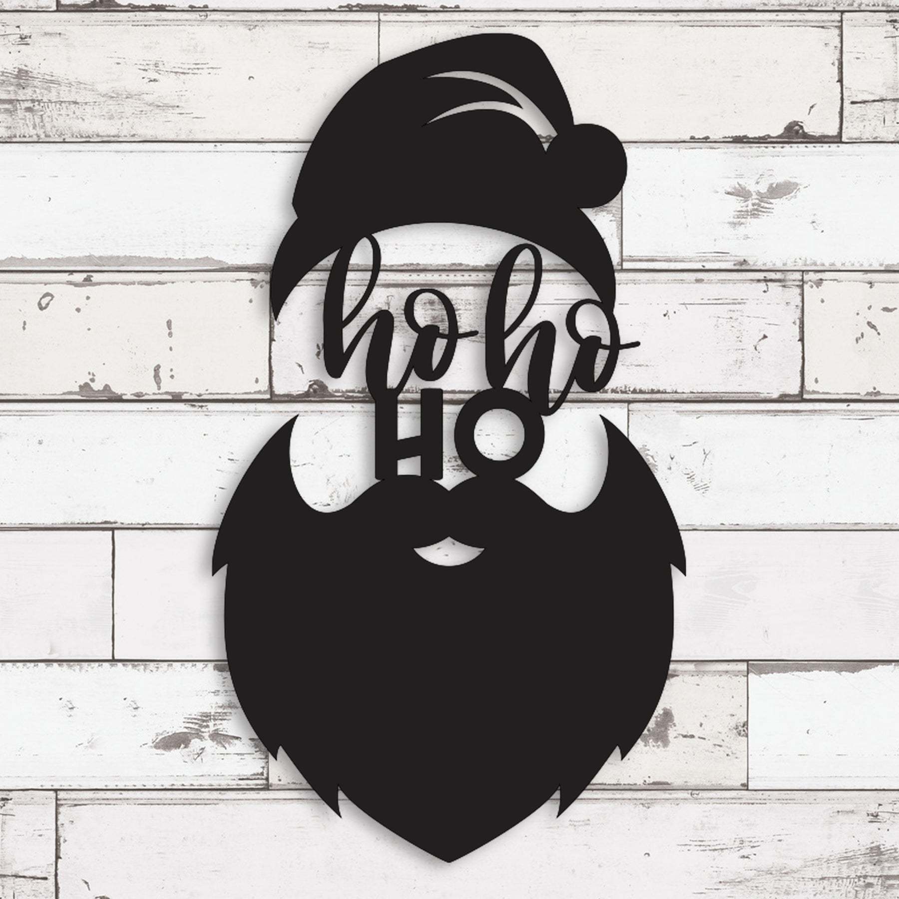 Ho Ho Ho Santa Beard Metal Wall Decor, Funny Christmas Santa Face Sign, Rustic Holiday Wall Art for Home and Outdoor Display