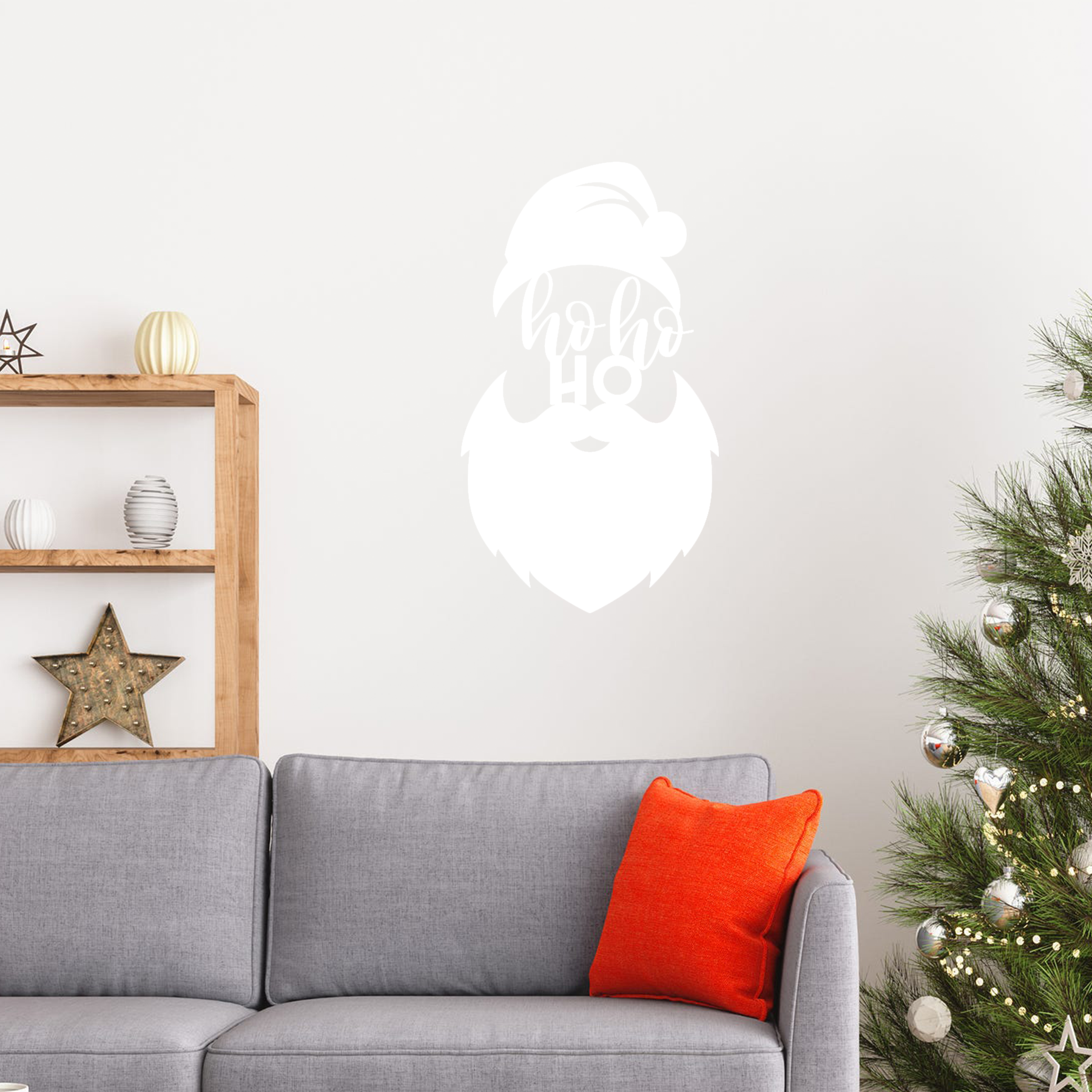 Ho Ho Ho Santa Beard Metal Wall Decor, Funny Christmas Santa Face Sign, Rustic Holiday Wall Art for Home and Outdoor Display
