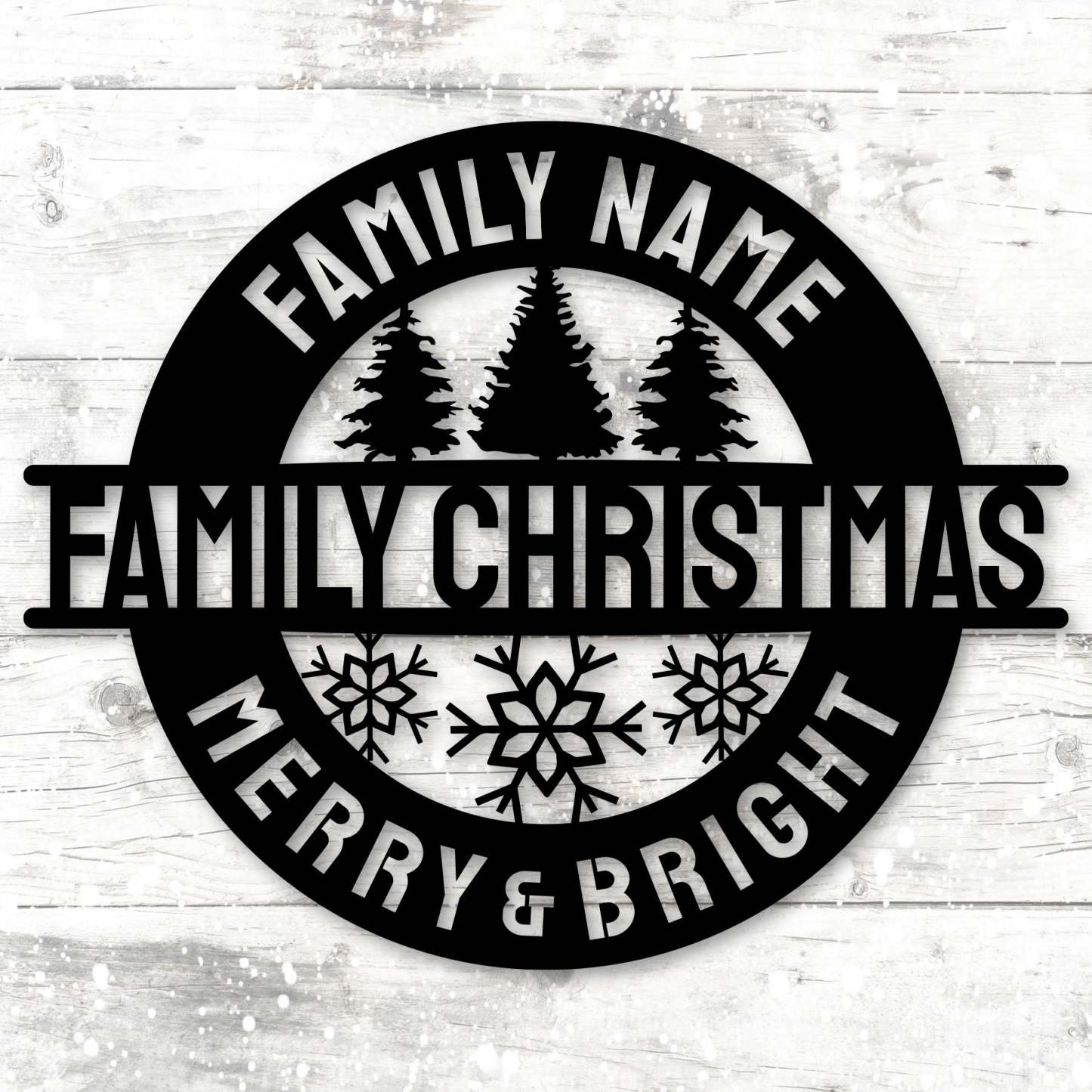 Custom Family Christmas Metal Wall Decor, Personalized Merry & Bright Holiday Steel Sign