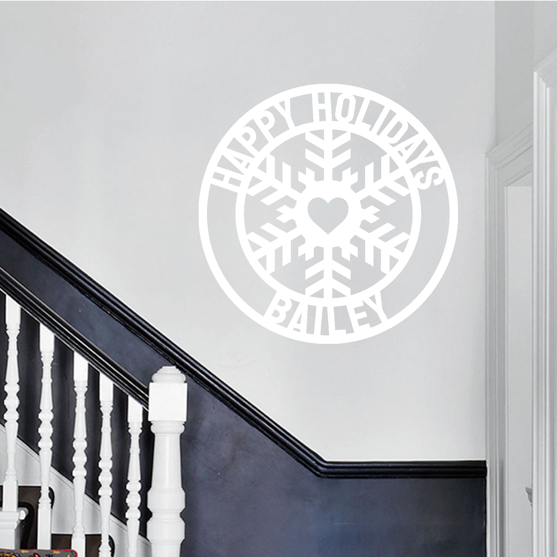 Custom Happy Holidays Snowflake, Personalized Metal Wall Decor with Family Name