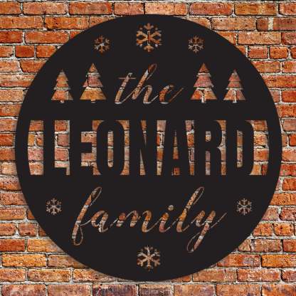 Family Christmas Custom Metal Wall Decor, Personalized Holiday Steel Sign with Family Name