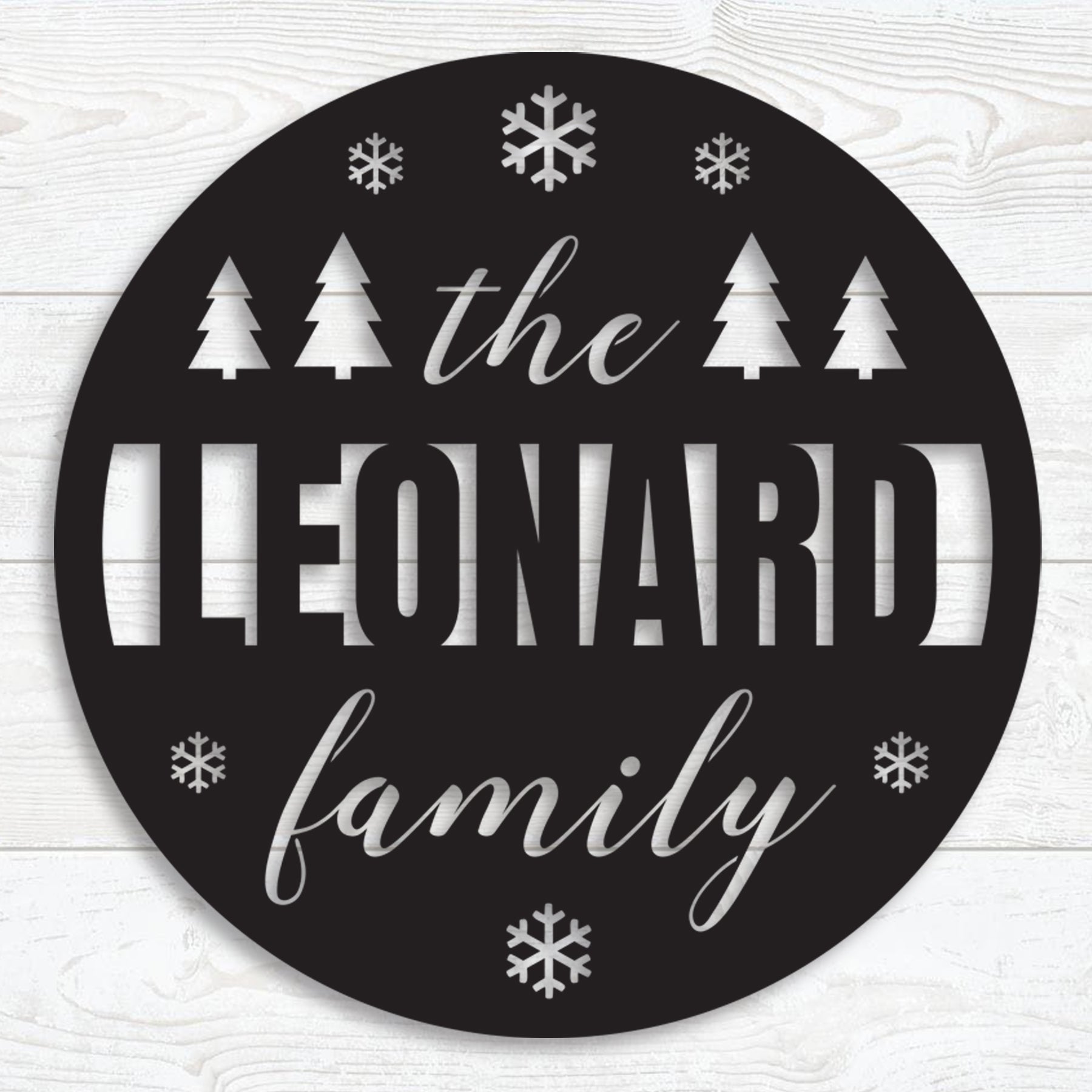 Family Christmas Custom Metal Wall Decor, Personalized Holiday Steel Sign with Family Name