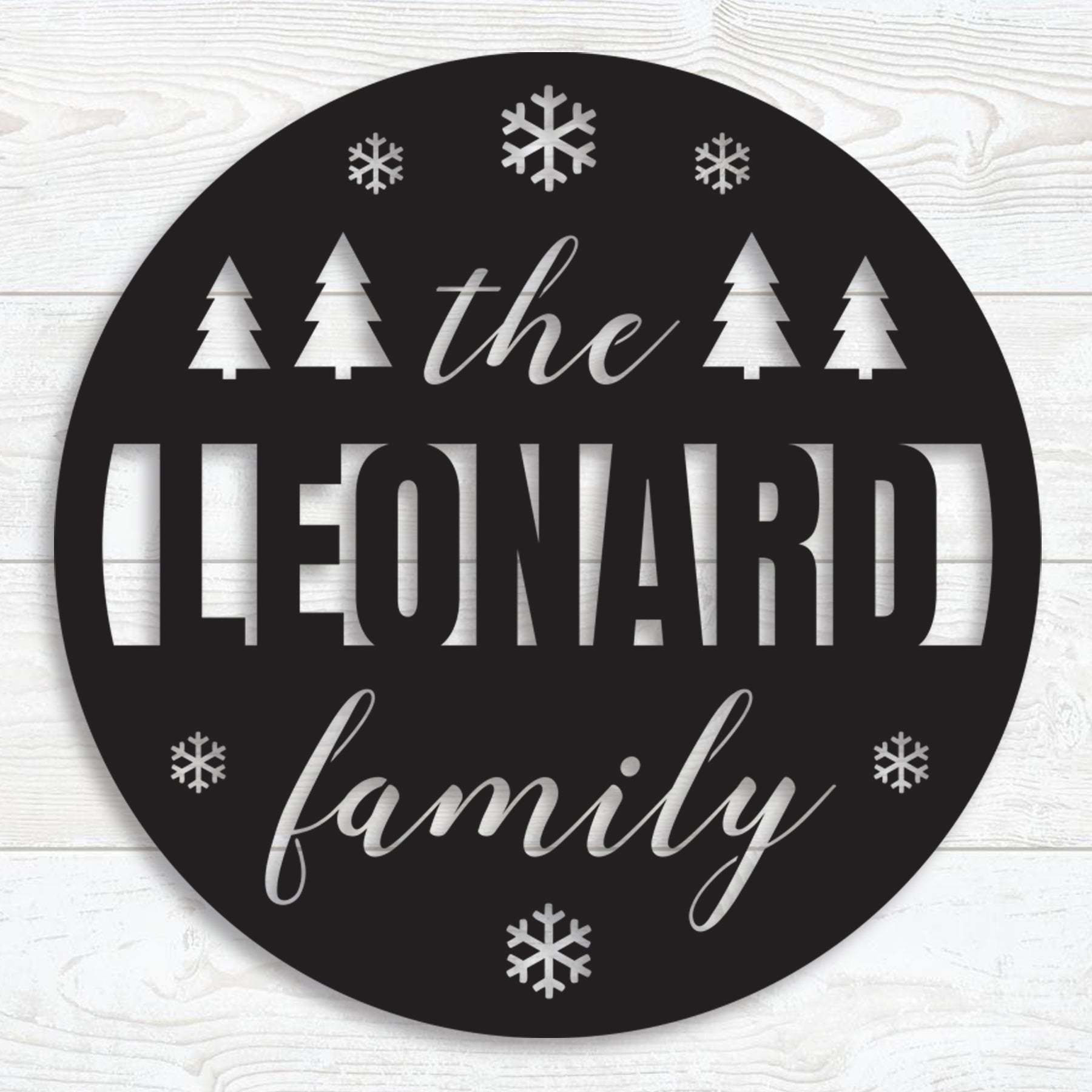 Family Christmas Custom Metal Wall Decor, Personalized Holiday Steel Sign with Family Name