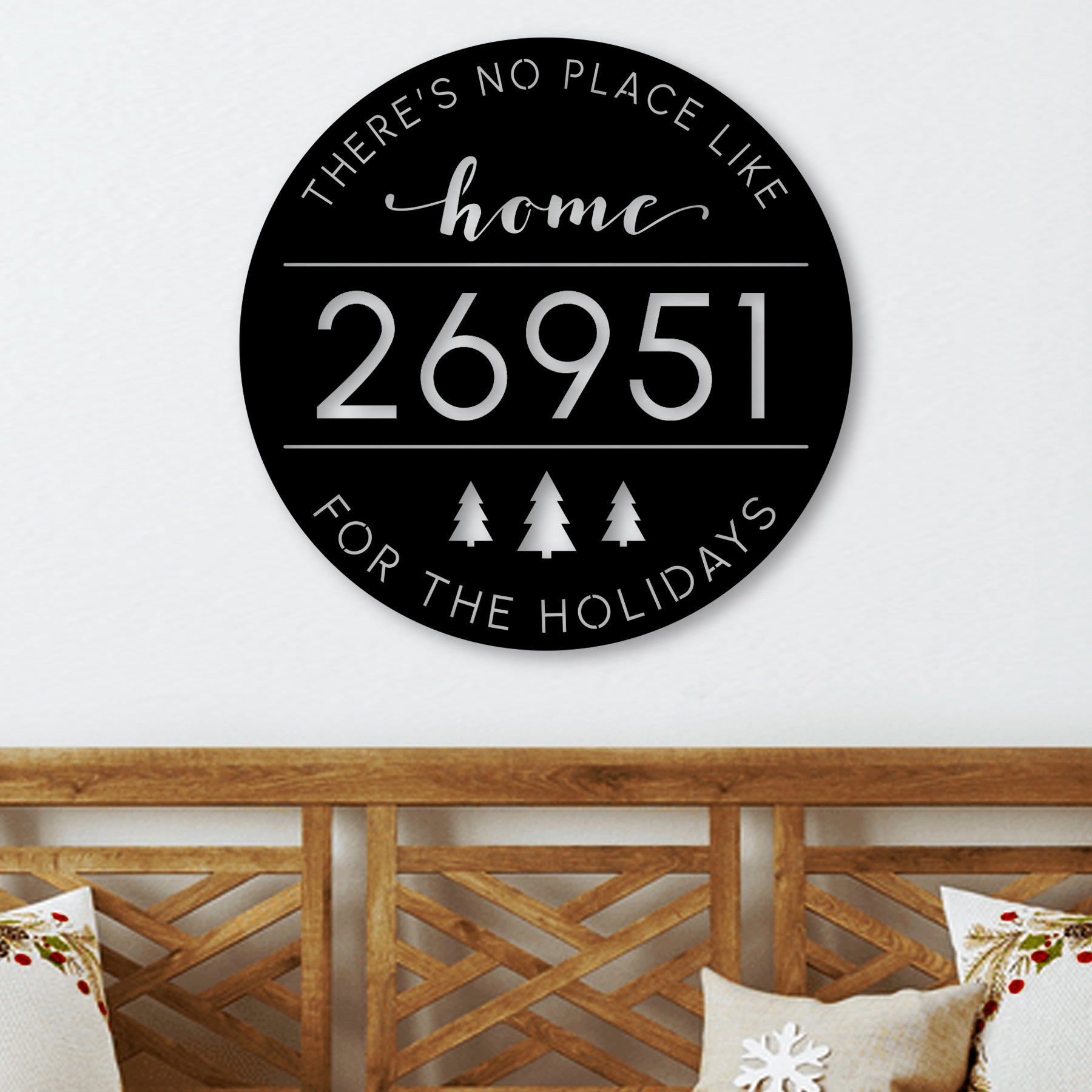 Custom Christmas Metal Address Plaque for Outdoor Décor, There's No Place Like Home For The Holidays Address Sign