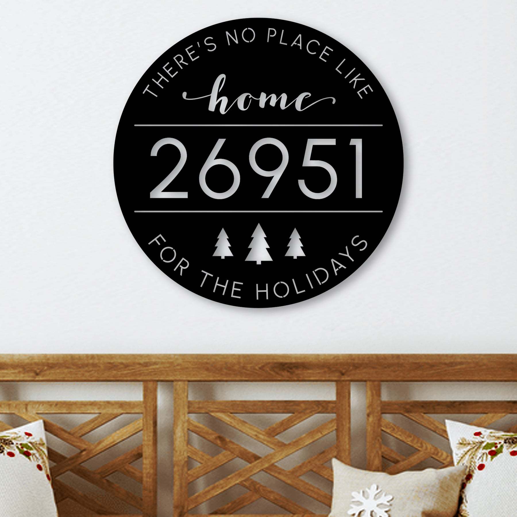 Custom Christmas Metal Address Plaque for Outdoor Décor, There's No Place Like Home For The Holidays Address Sign