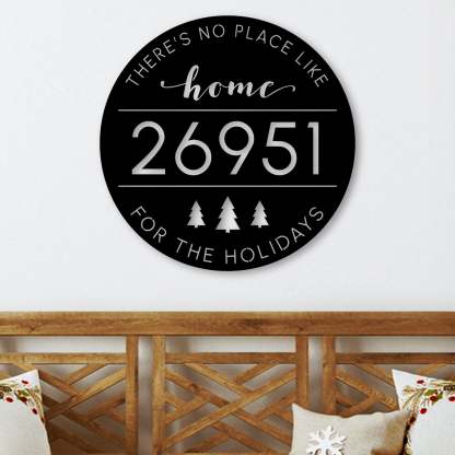Custom Christmas Metal Address Plaque for Outdoor Décor, There's No Place Like Home For The Holidays Address Sign