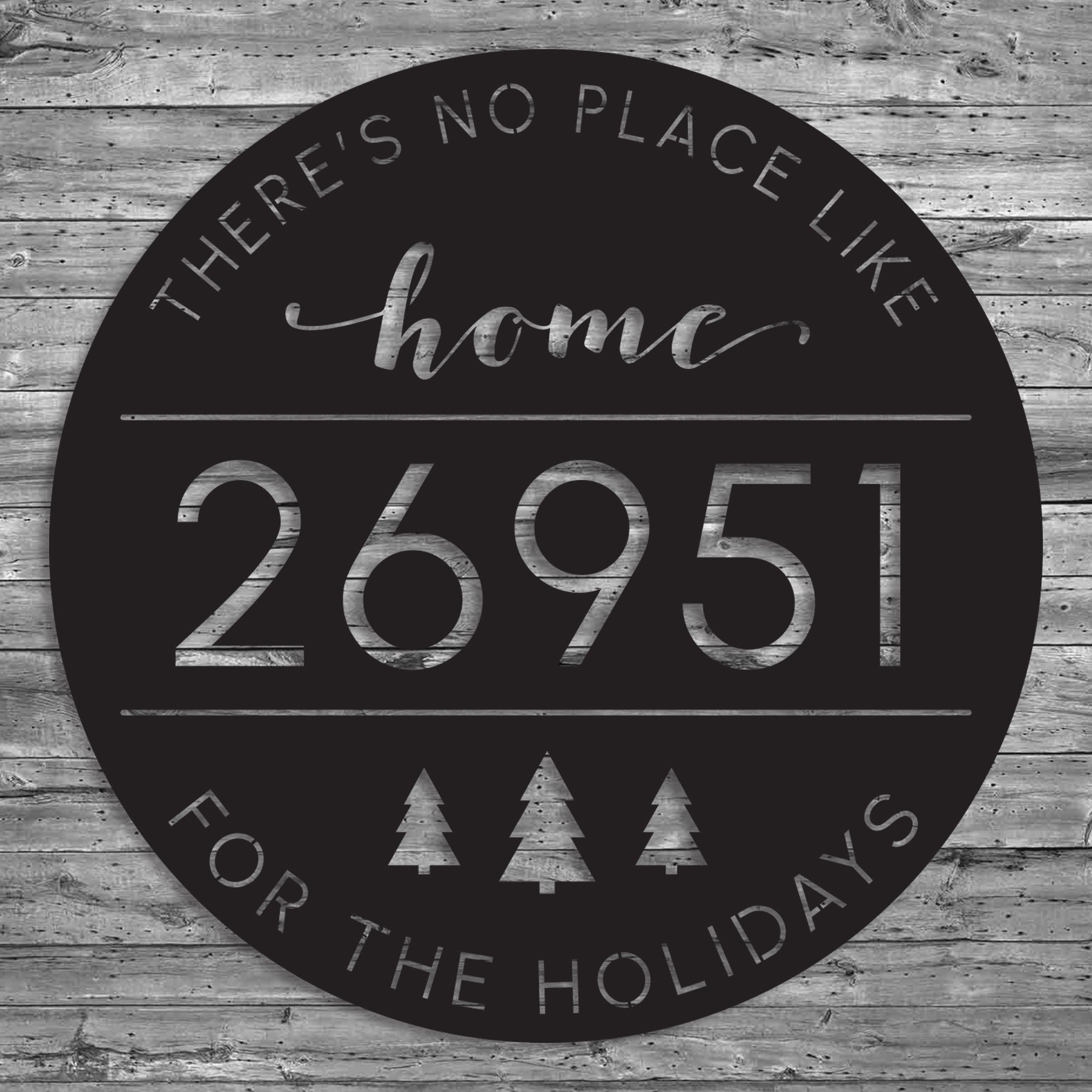 Custom Christmas Metal Address Plaque for Outdoor Décor, There's No Place Like Home For The Holidays Address Sign