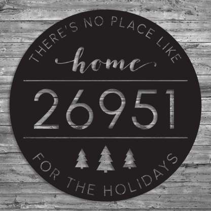 Custom Christmas Metal Address Plaque for Outdoor Décor, There's No Place Like Home For The Holidays Address Sign
