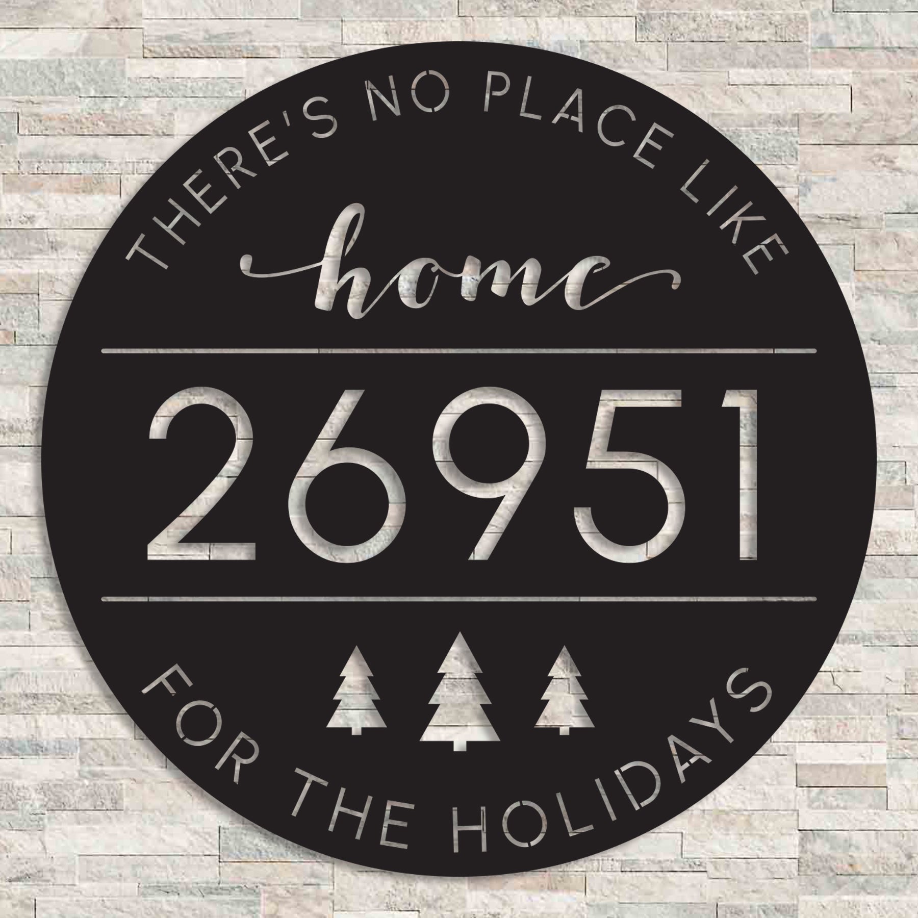 Custom Christmas Metal Address Plaque for Outdoor Décor, There's No Place Like Home For The Holidays Address Sign
