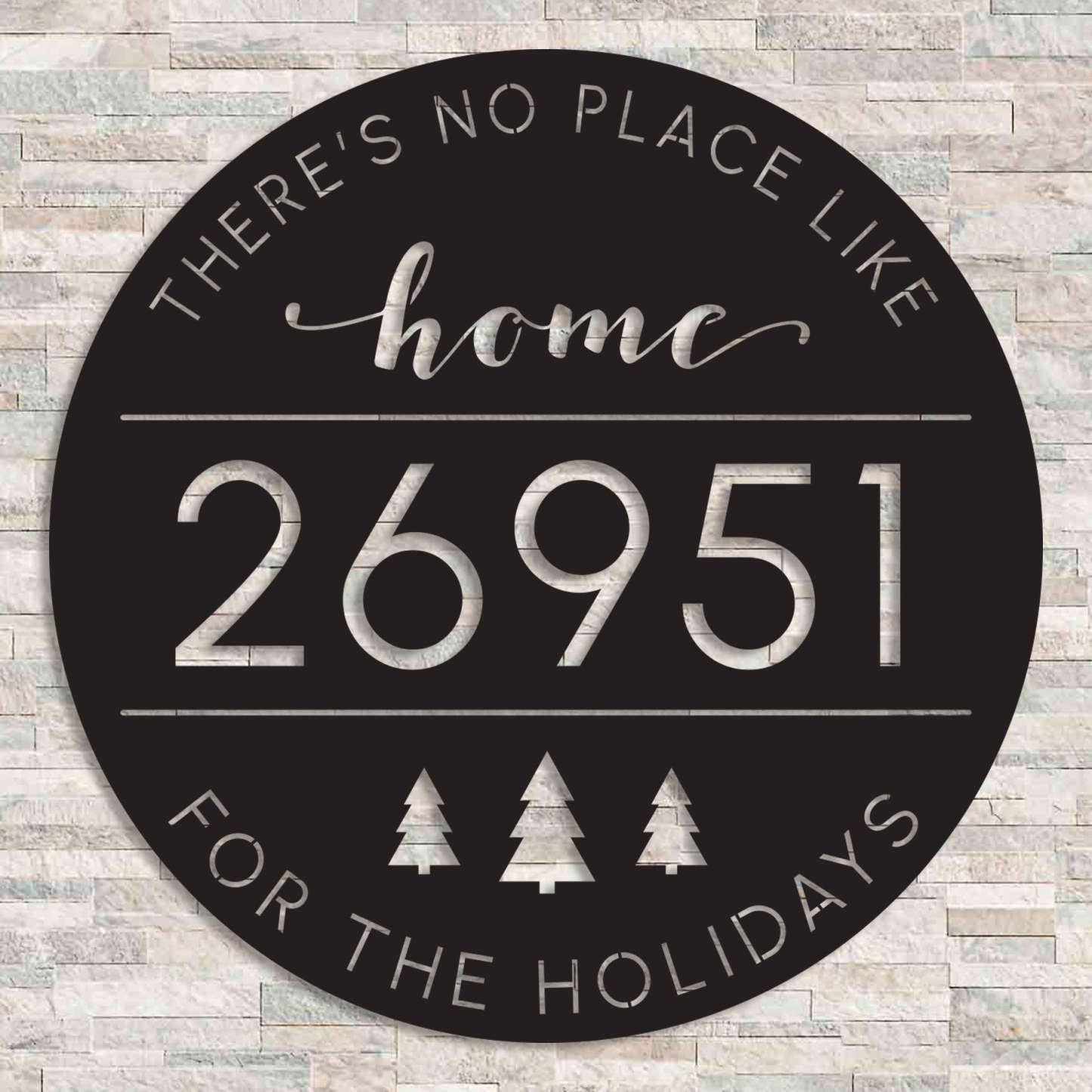 Custom Christmas Metal Address Plaque for Outdoor Décor, There's No Place Like Home For The Holidays Address Sign