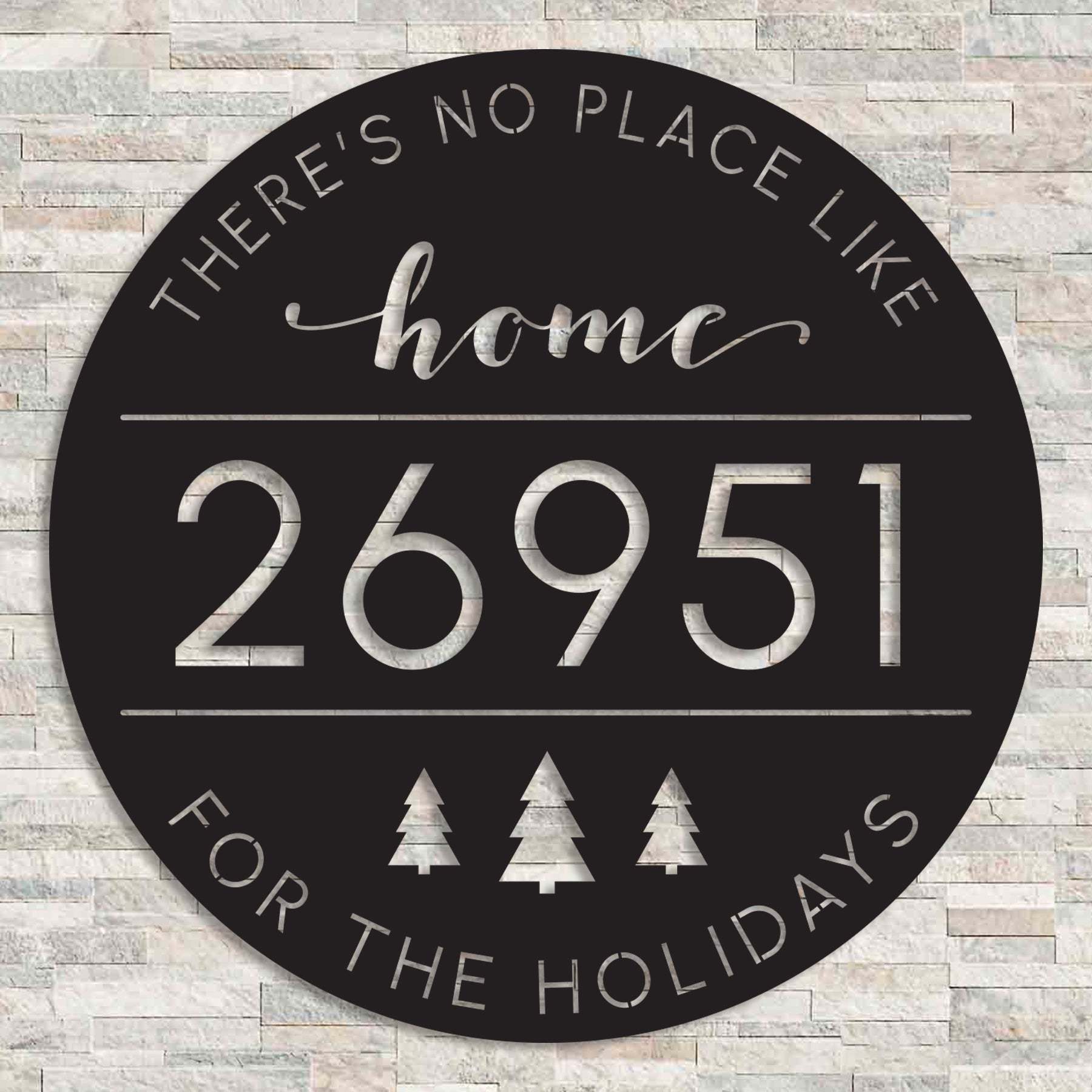 Custom Christmas Metal Address Plaque for Outdoor Décor, There's No Place Like Home For The Holidays Address Sign