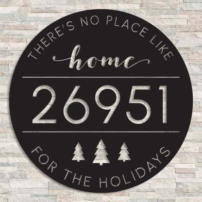 Custom Christmas Metal Address Plaque for Outdoor Décor, There's No Place Like Home For The Holidays Address Sign
