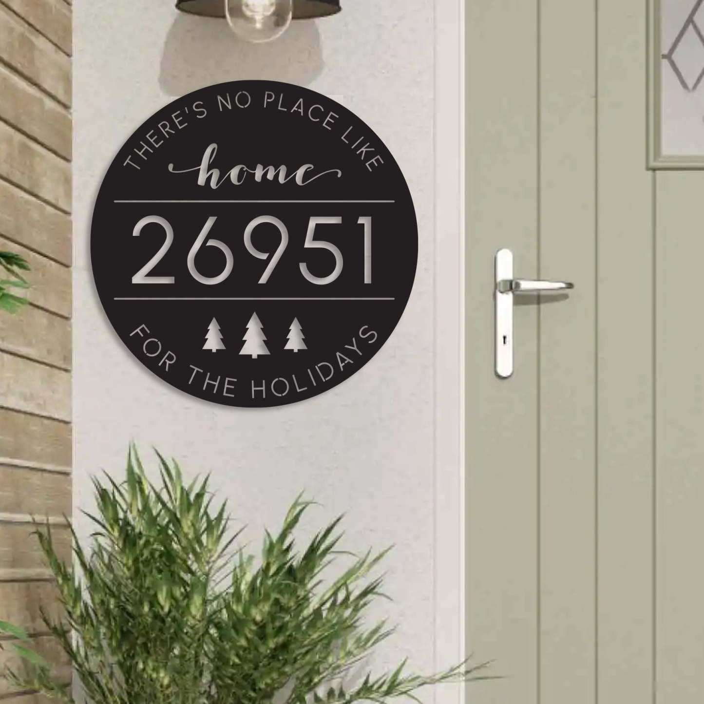There's No Place Like Home For The Holidays Address Sign, Custom Christmas Metal Address Plaque for Outdoor and Home Décor