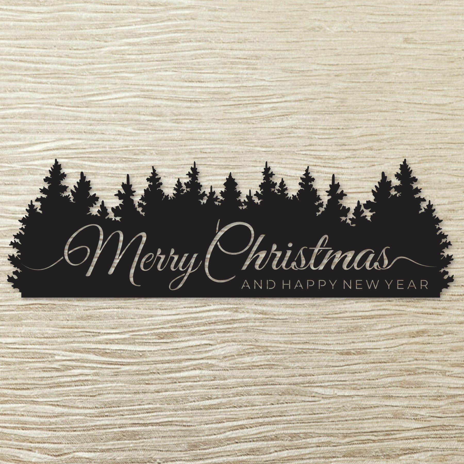 Merry Christmas Trees Metal Wall Sign, Holiday Forest Scene Wall Art, Christmas Mantel Decoration, Rustic Winter Home Decor