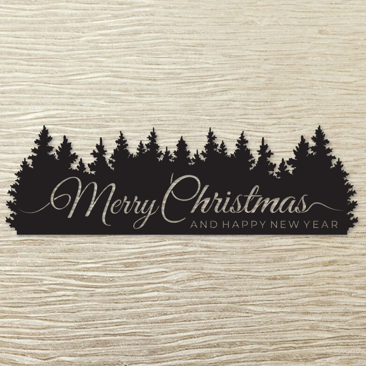 Merry Christmas Trees Metal Wall Sign, Holiday Forest Scene Wall Art, Christmas Mantel Decoration, Rustic Winter Home Decor